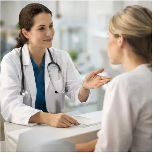Doctor consulting with patient about mold exposure symptoms and indoor air quality health concerns